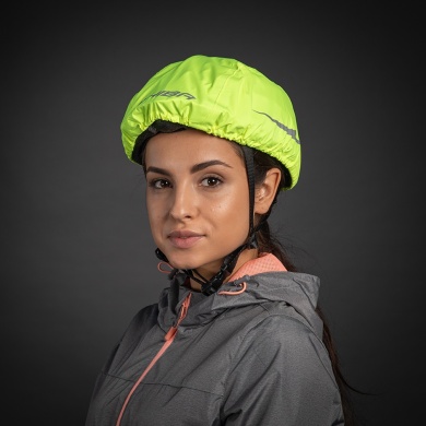 Chiba Regenschutz Pro (Raincover) für Fahrradhelme - wasser- und winddicht, Nackenschutz - neongelb